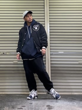 「アイテム（スタジャン）」を使った、クロ🐑さん（メンズ・168cm・40代）の冬コーディネート