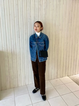 「VINTAGE（ヴィンテージ）のアイテム（パンツ）」を使った、りっぴーさん（レディース・154cm）の冬コーディネート