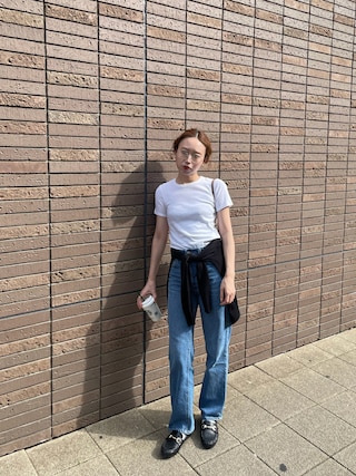 「PETIT BATEAU（プチバトー）のクルーネック半袖Ｔシャツ（Tシャツ/カットソー）」を使った、りっぴーさん（レディース・154cm）の夏コーディネート
