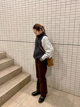 「ダウンベスト」｜りっぴーさん（レディース・154cm）の冬コーディネート