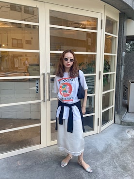 「低身長」｜「アイテム（スカート）」を使った、りっぴーさん（レディース・154cm）の夏コーディネート