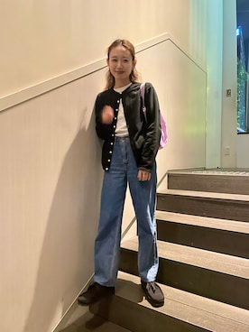 「アイテム（エコバッグ/サブバッグ、パープル系）」を使った、りっぴーさん（レディース・154cm）の春コーディネート