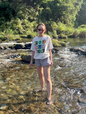 「アイテム（Tシャツ/カットソー）」を使った、りっぴーさん（レディース・154cm）の夏コーディネート