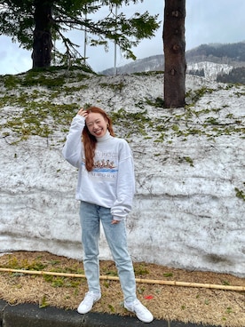 「アイテム（イヤリング）」を使った、りっぴーさん（レディース・154cm）の春コーディネート