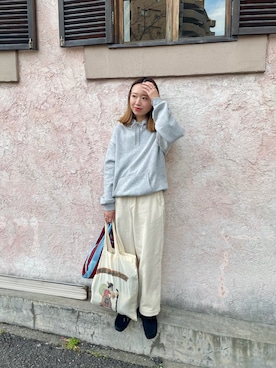 「アイテム（エコバッグ/サブバッグ）」を使った、りっぴーさん（レディース・154cm）の冬コーディネート