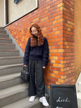 「アイテム（ボストンバッグ）」を使った、りっぴーさん（レディース・154cm）の冬コーディネート