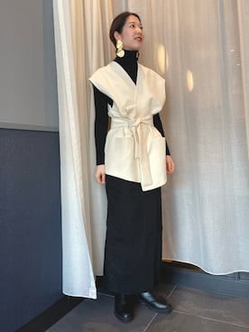 「おおぶりピアス」｜「アイテム（シューズ）」を使った、nodokaさん（レディース・159cm）の冬コーディネート