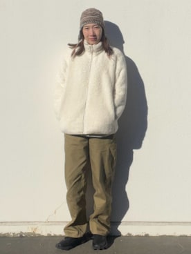 「UNIQLO（ユニクロ）のアイテム（その他アウター、ホワイト系）」を使った、nodokaさん（レディース・159cm）の冬コーディネート