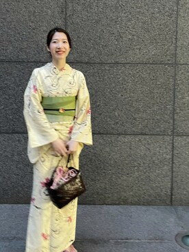 「イエロー」｜「アイテム（浴衣）」を使った、nodokaさん（レディース・159cm）の夏コーディネート