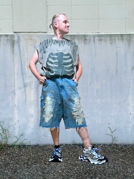 「WHITELAND（ホワイトランド）のアイテム（パンツ）」を使った、塔弁さん（メンズ・172cm）の秋コーディネート