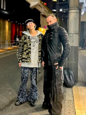 「アイテム（ライダースジャケット）」を使った、塔弁さん（メンズ・172cm）の秋コーディネート