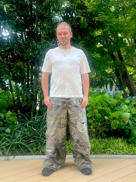 「DANKE SCHON（ダンケシェーン）のDankeSchon/ダンケシェーン/BAGGY JEANS/CAMO SWARO（デニムパンツ、その他）」を使った、塔弁さん（メンズ・172cm）の夏コーディネート