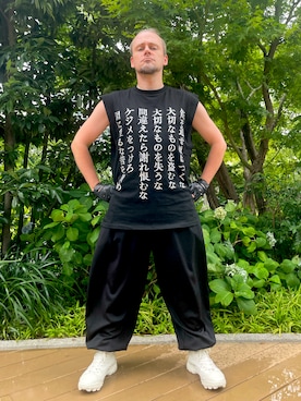 「Y-3（ワイスリー）のY-3 GSG9（スニーカー、ホワイト系）」を使った、塔弁さん（メンズ・172cm）の夏コーディネート