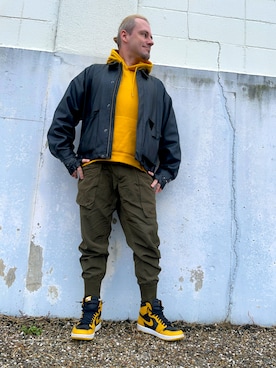 「Y-3（ワイスリー）のアイテム」を使った、塔弁さん（メンズ・172cm）の冬コーディネート