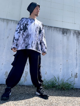 「Y-3（ワイスリー）のアイテム（シューズ）」を使った、塔弁さん（メンズ・172cm）の春コーディネート