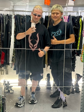 「Y-3（ワイスリー）のサッカー日本代表 CW グラフィックショーツ（その他パンツ）」を使った、塔弁さん（メンズ・172cm・30代）の夏コーディネート