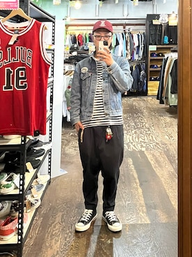 「アイテム（スラックス）」を使った、Jackさん（メンズ・171cm）の秋コーディネート