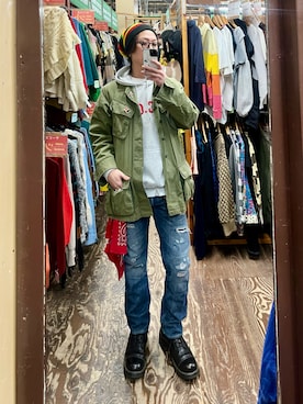 「アイテム（ミリタリージャケット）」を使った、Jackさん（メンズ・171cm）の冬コーディネート