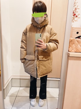 「ALLIED FEATHER+DOWN（アライドフェザーダウン）のアイテム（ジャケット/アウター）」を使った、rieさん（レディース・160cm）の冬コーディネート