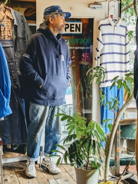 「アイテム（パーカー）」を使った、ataco garageさん（メンズ・173cm・40代）の秋コーディネート