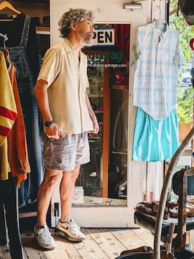 「Alexander'sのアイテム（Shirts、グリーン系）」を使った、ataco garageさん（メンズ・173cm）の春コーディネート