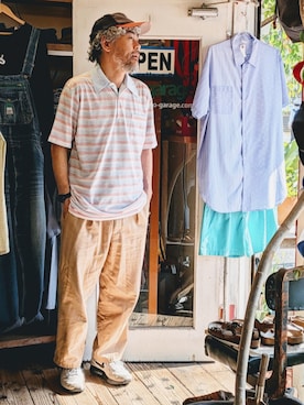 「JANTZEN（ジャンセン）のアイテム（Polo、ブルー系）」を使った、ataco garageさん（メンズ・173cm）の春コーディネート