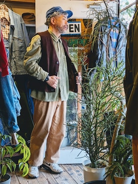 「アイテム（ベスト）」を使った、ataco garageさん（メンズ・173cm）の冬コーディネート