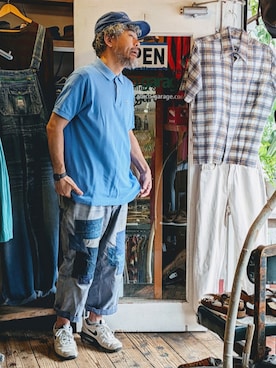 「FRENCH LACOSTE（フレンチラコステ）のアイテム（Polo、ブルー系）」を使った、ataco garageさん（メンズ・173cm）の春コーディネート
