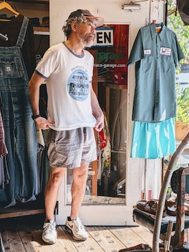 「SCREEN STARS（スクリーンスターズ）のアイテム（T Shirts、ホワイト系）」を使った、ataco garageさん（メンズ・173cm）の春コーディネート