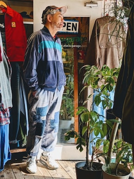 「le coq sportif（ルコックスポルティフ）のアイテム（ジャージ、ブルー系）」を使った、ataco garageさん（メンズ・173cm）の春コーディネート