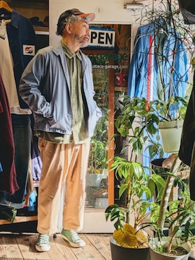 「LONDONFOG（ロンドンフォグ）のアイテム（ブルゾン、ブルー系）」を使った、ataco garageさん（メンズ・173cm）の春コーディネート