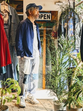 「アイテム（カバーオール）」を使った、ataco garageさん（メンズ・173cm）の秋コーディネート