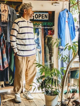 「アイテム（ポロシャツ）」を使った、ataco garageさん（メンズ・173cm・40代）の秋コーディネート