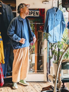 「SPORTSMASTERのアイテム（ブルゾン、ブルー系）」を使った、ataco garageさん（メンズ・173cm）の春コーディネート