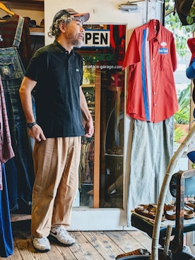 「FRENCH LACOSTE（フレンチラコステ）のアイテム（Polo、ブラック系）」を使った、ataco garageさん（メンズ・173cm）の春コーディネート