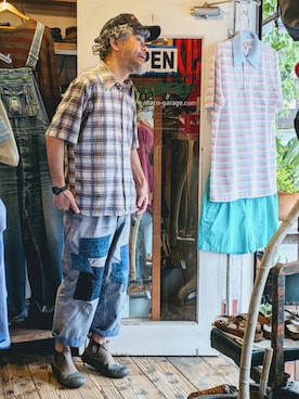 「HABAND PATERSON N.Jのアイテム（Shirts、ブルー系）」を使った、ataco garageさん（メンズ・173cm）の春コーディネート