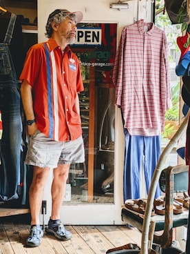 「RED KAP（レッドキャップ）のアイテム（Shirts、レッド系）」を使った、ataco garageさん（メンズ・173cm）の春コーディネート