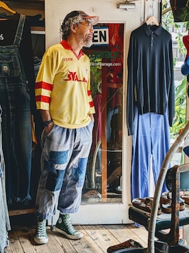 「FRANCK SPORTSのアイテム（Shirts、イエロー系）」を使った、ataco garageさん（メンズ・173cm）の春コーディネート