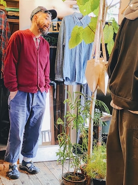 「アイテム（カーディガン/ボレロ）」を使った、ataco garageさん（メンズ・173cm・40代）の春コーディネート