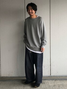 「BATONER（バトナー）のアイテム（スウェット）」を使った、オ・イツキさん（メンズ・171cm）の秋コーディネート