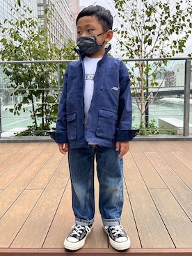「KITH（キス）のアイテム（ブルゾン）」を使った、genough7さん（キッズ・110cm）の秋コーディネート