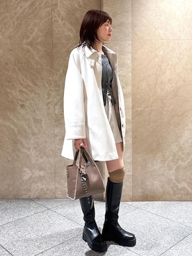 「アイテム（チェスターコート）」を使った、たなかさん（レディース・163cm・30代）の秋コーディネート