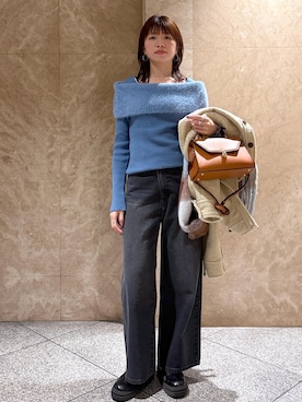 「アイテム（カバーオール）」を使った、たなかさん（レディース・163cm）の秋コーディネート