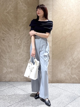 「VIS（ビス）の【 累計販売枚数10,000点】【2WAY】ハートカットバッグ（ハンドバッグ、ホワイト系）」を使った、たなかさん（レディース・163cm）の春コーディネート