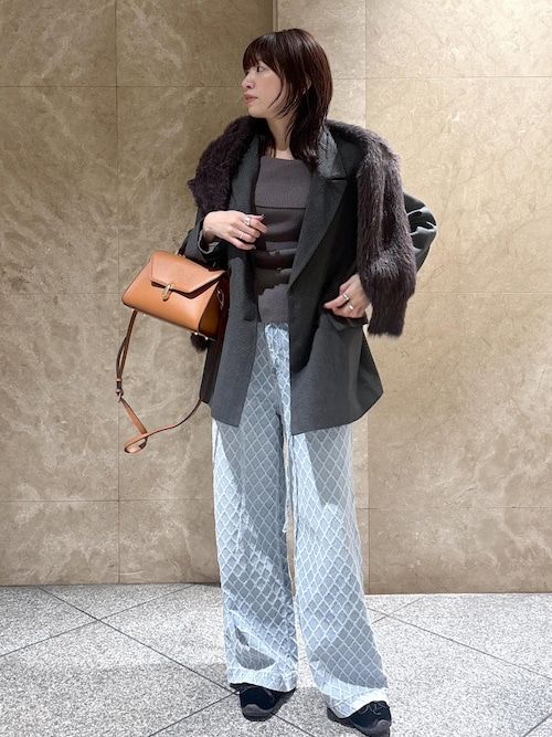 セール】ヘリンボーンツイードベルテッドジャケット/セットアップ対応