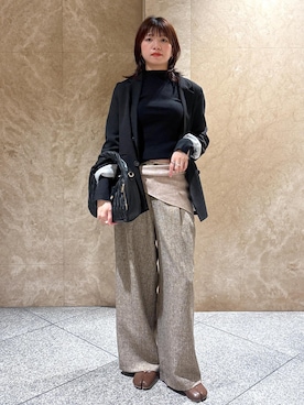 「アイテム（バンダナ/スカーフ）」を使った、たなかさん（レディース・163cm）の秋コーディネート