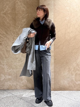 「VIS（ビス）のアイテム（パンツ）」を使った、たなかさん（レディース・163cm）の冬コーディネート