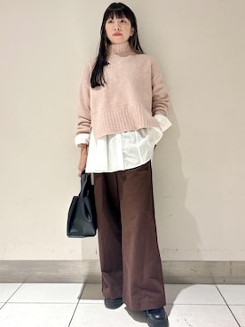 「マキシ」｜「アイテム（スラックス）」を使った、たなかさん（レディース・163cm）の秋コーディネート