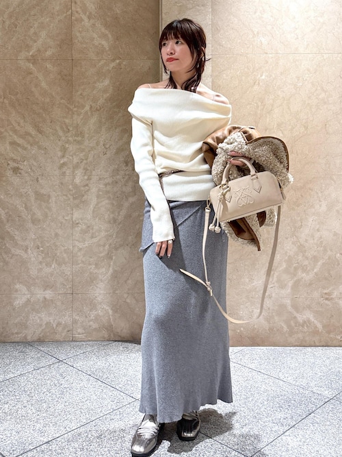 Oblada TRIANGLE ニットスカーフ GRAY Oblada トライアングル , Gray – Navyblue