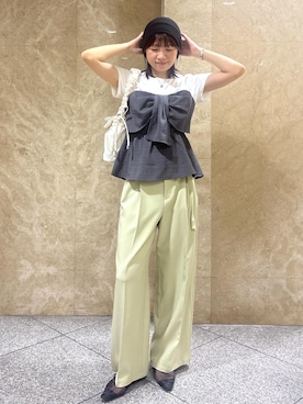 「アイテム（スラックス）」を使った、たなかさん（レディース・163cm・30代）の夏コーディネート